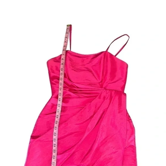 VTG Mori Lee Madeline Gardner Bridesmaids Satin Hot Pink Floral Long Gown  Dress